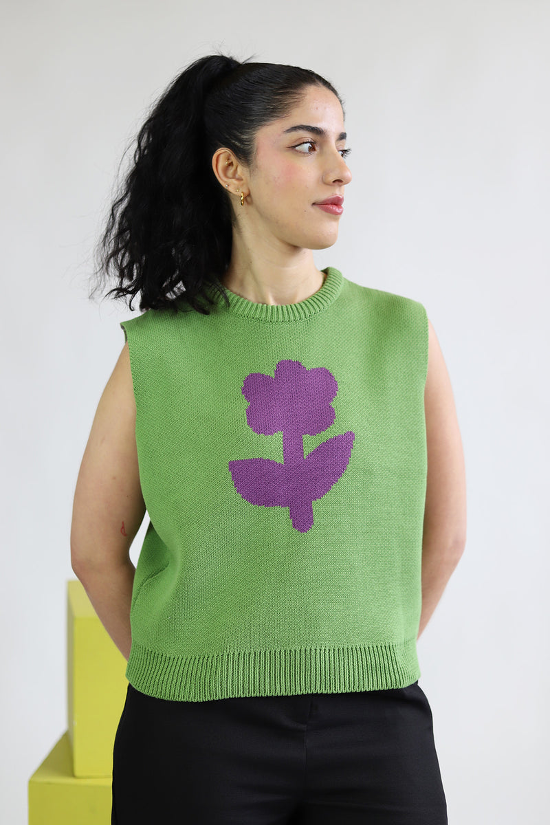 Mundaka One Flower Vest Green The Norah Store