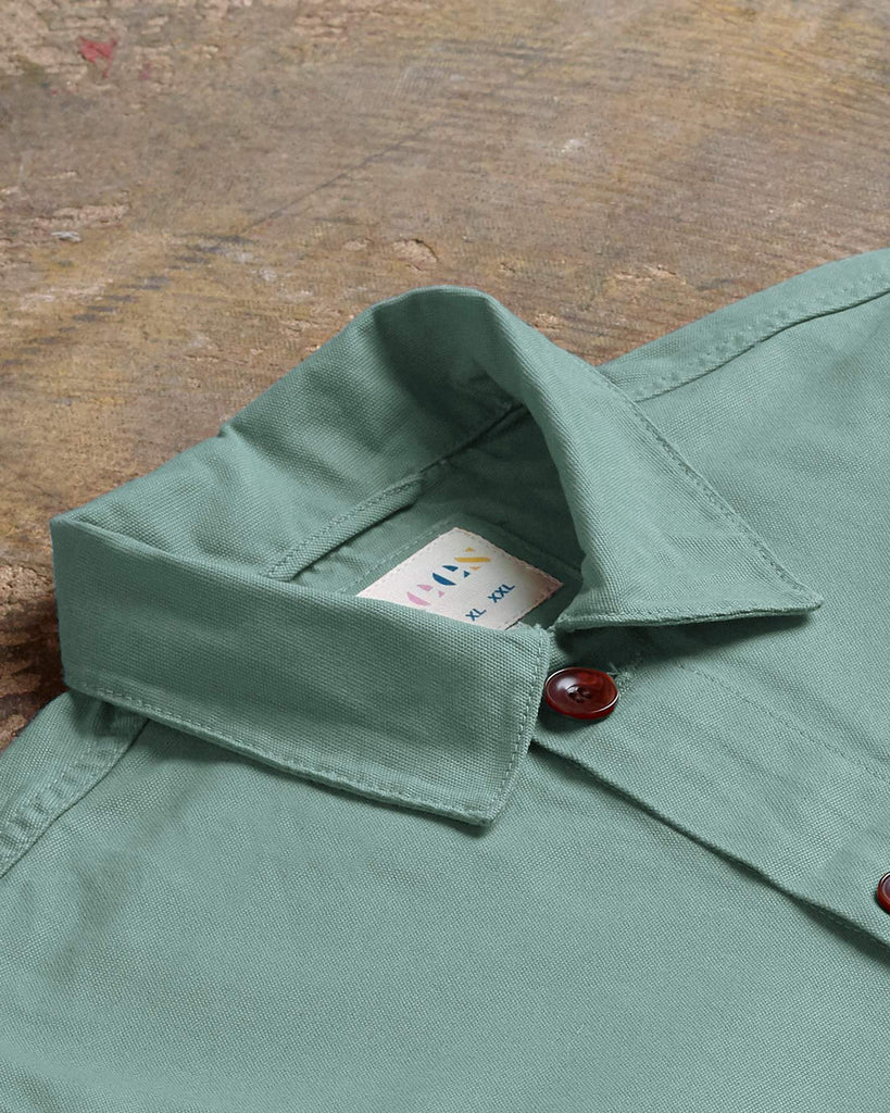 The #3001 Buttoned Overshirt in Jade (4658628886614)