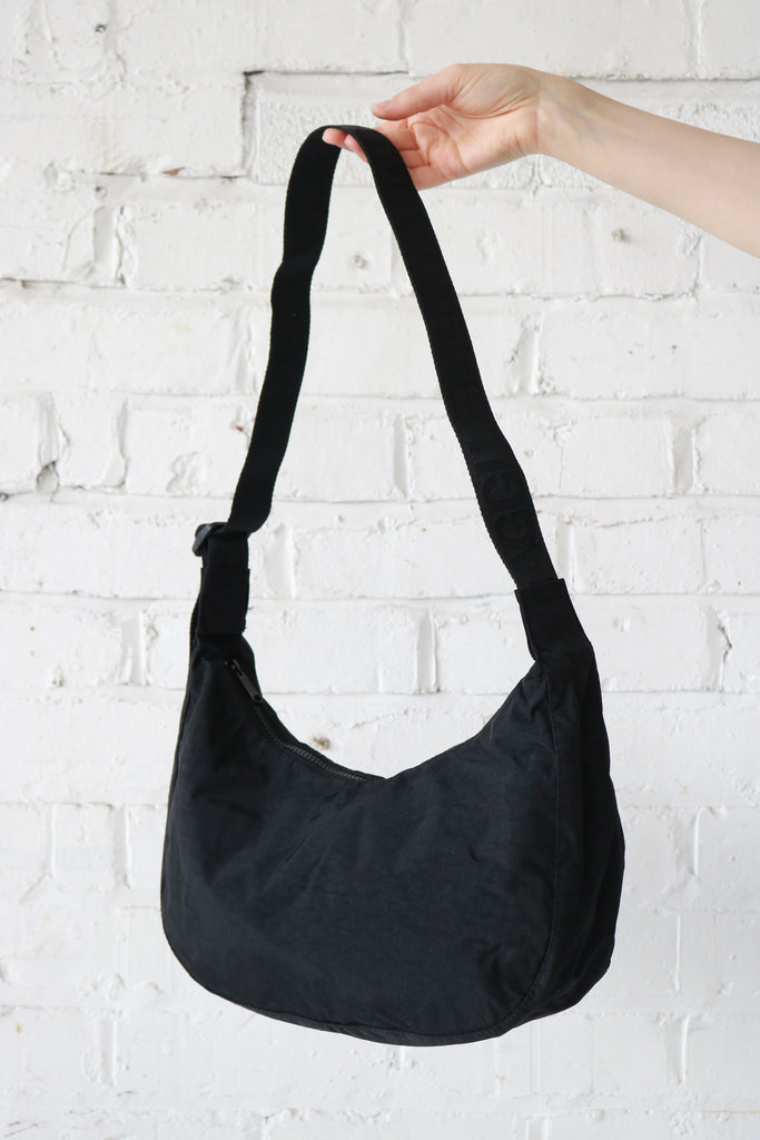 Medium Nylon Crescent Bag in Black (6541024591958)