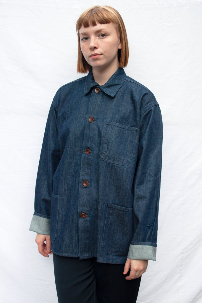 The #3001 Buttoned Overshirt in Rinsed Denim (4812054233174)