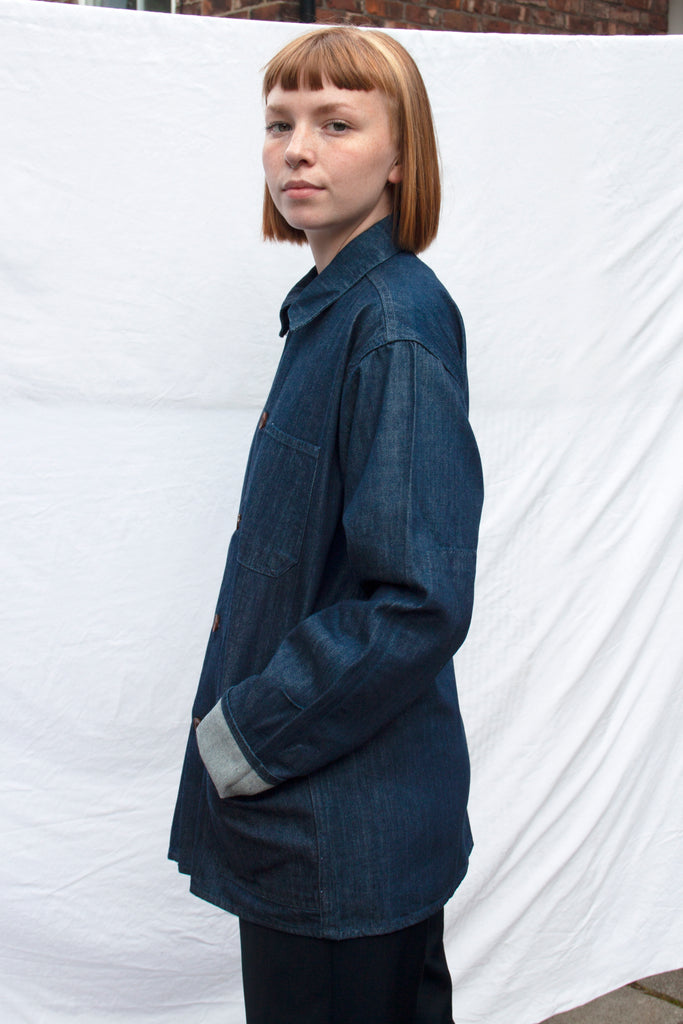 The #3001 Buttoned Overshirt in Rinsed Denim (4812054233174)