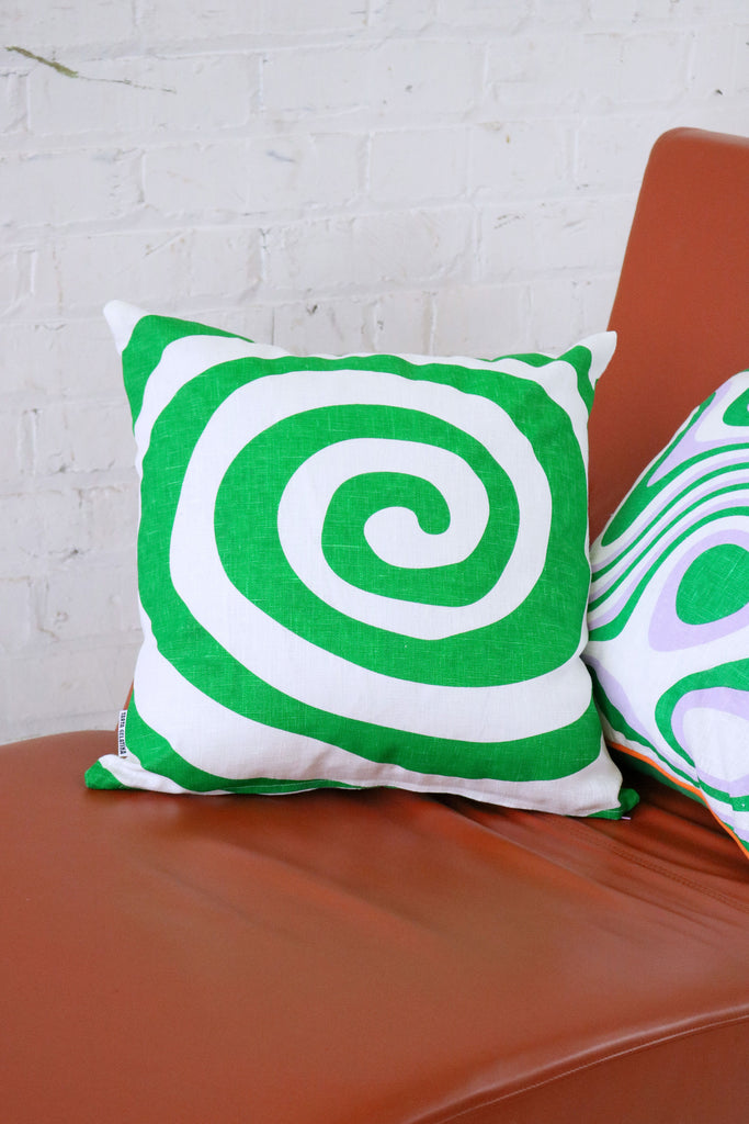 Sugar Rush Linen Cushion | Green (6672601579606)