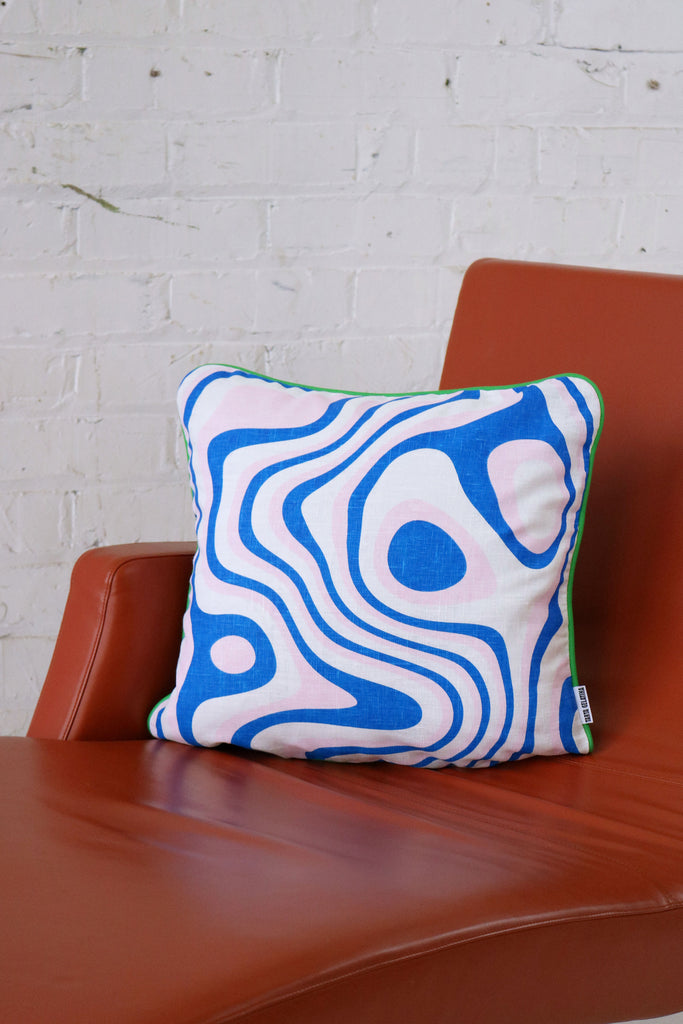 Trippy Dripping Cushion | Blue & Pink (6672617832534)