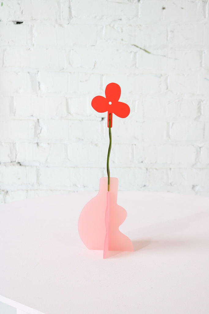 Freshly Cut Flowers | Curvaceous Vessel | Red Flower, Pink Vase (6640094117974)