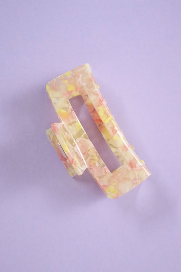 Rectangulo Hair Clip in Rose & Yellow Flowers (6677000192086)